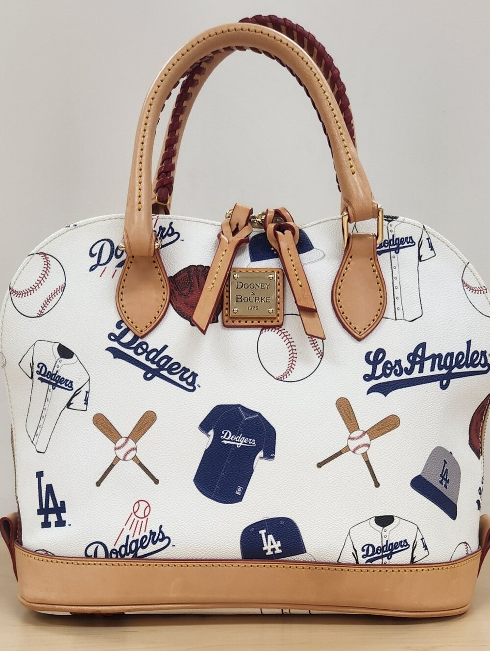 **GREAT COND** Dooney & Bourke Los Angeles Dodgers MLB Domed Zip Satchel Purse